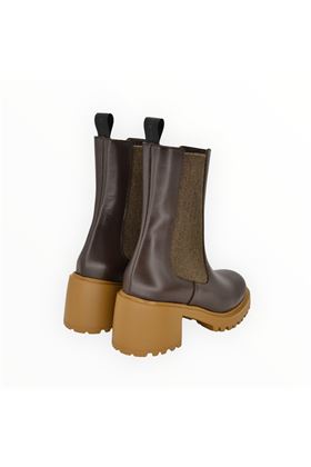 pelle alto doppio elastico tacco largo--------- FRAU | 89N5-TESTA DI MORO